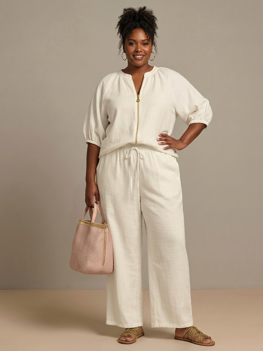 The Natalia Zip-Front Blouson Set