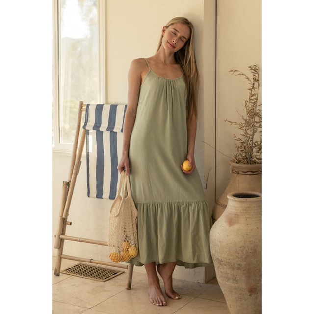 The Marisol Ruffle-Hem Linen Maxi