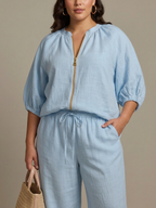 The Natalia Zip-Front Blouson Set