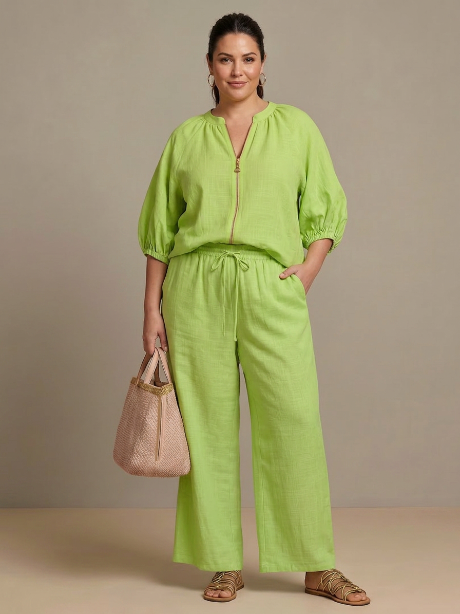 The Natalia Zip-Front Blouson Set