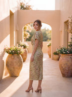 The Calandra Copper Midi Dress