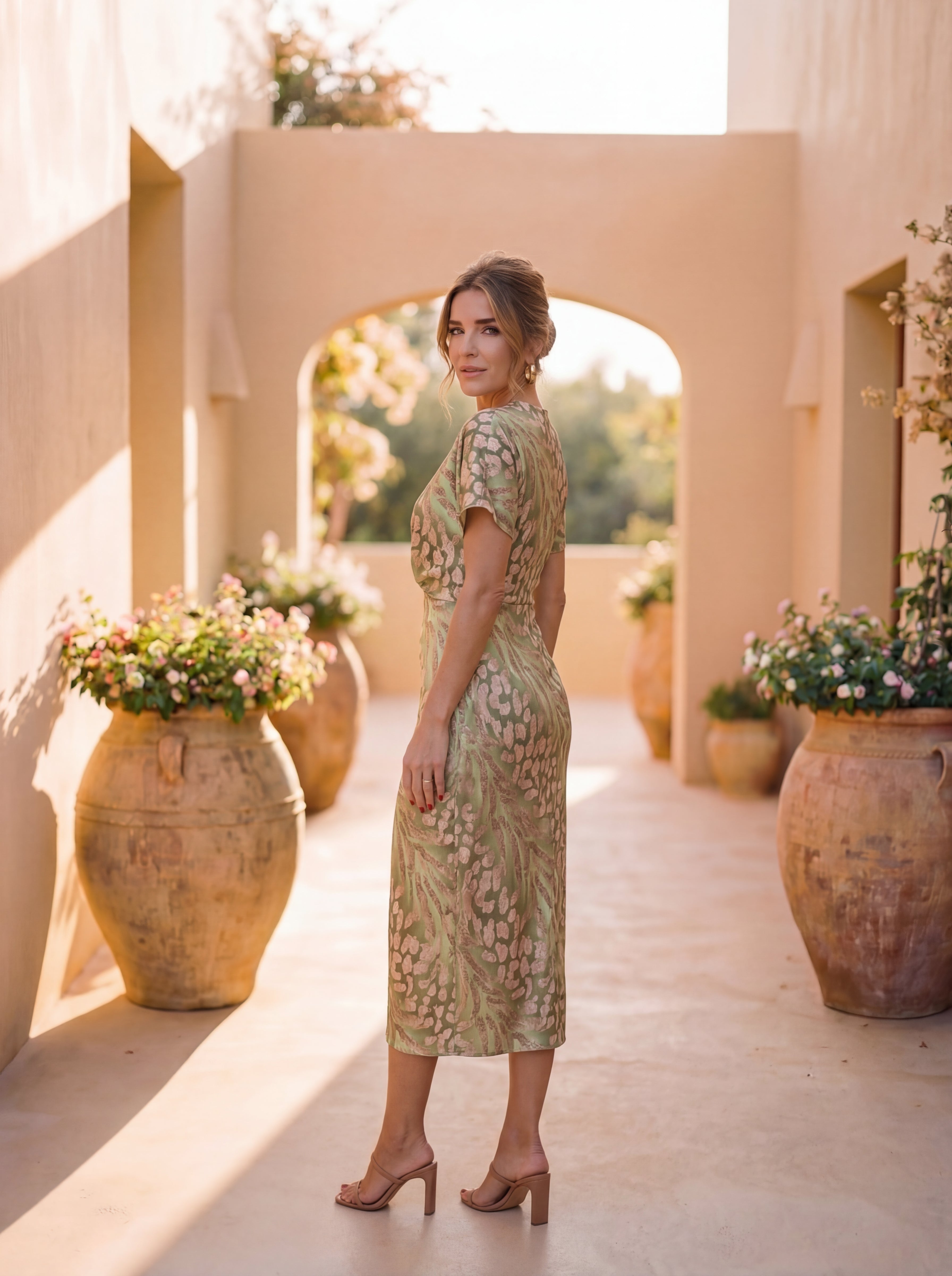 The Calandra Copper Midi Dress