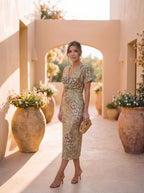 The Calandra Copper Midi Dress