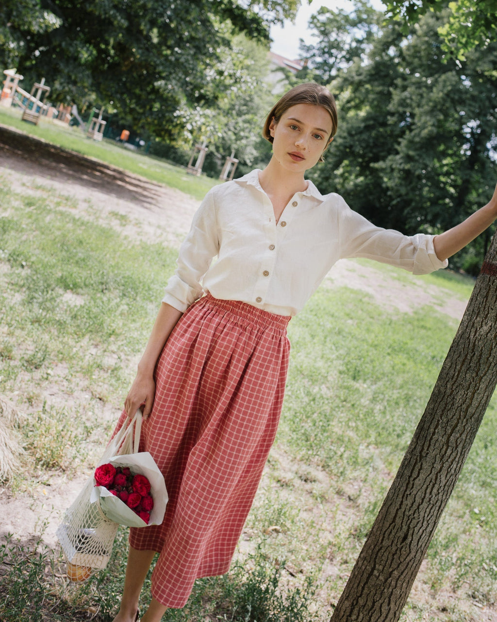 The Saylor Linen Midi Skirt