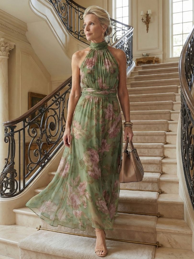 The Adriana Halter Maxi Dress
