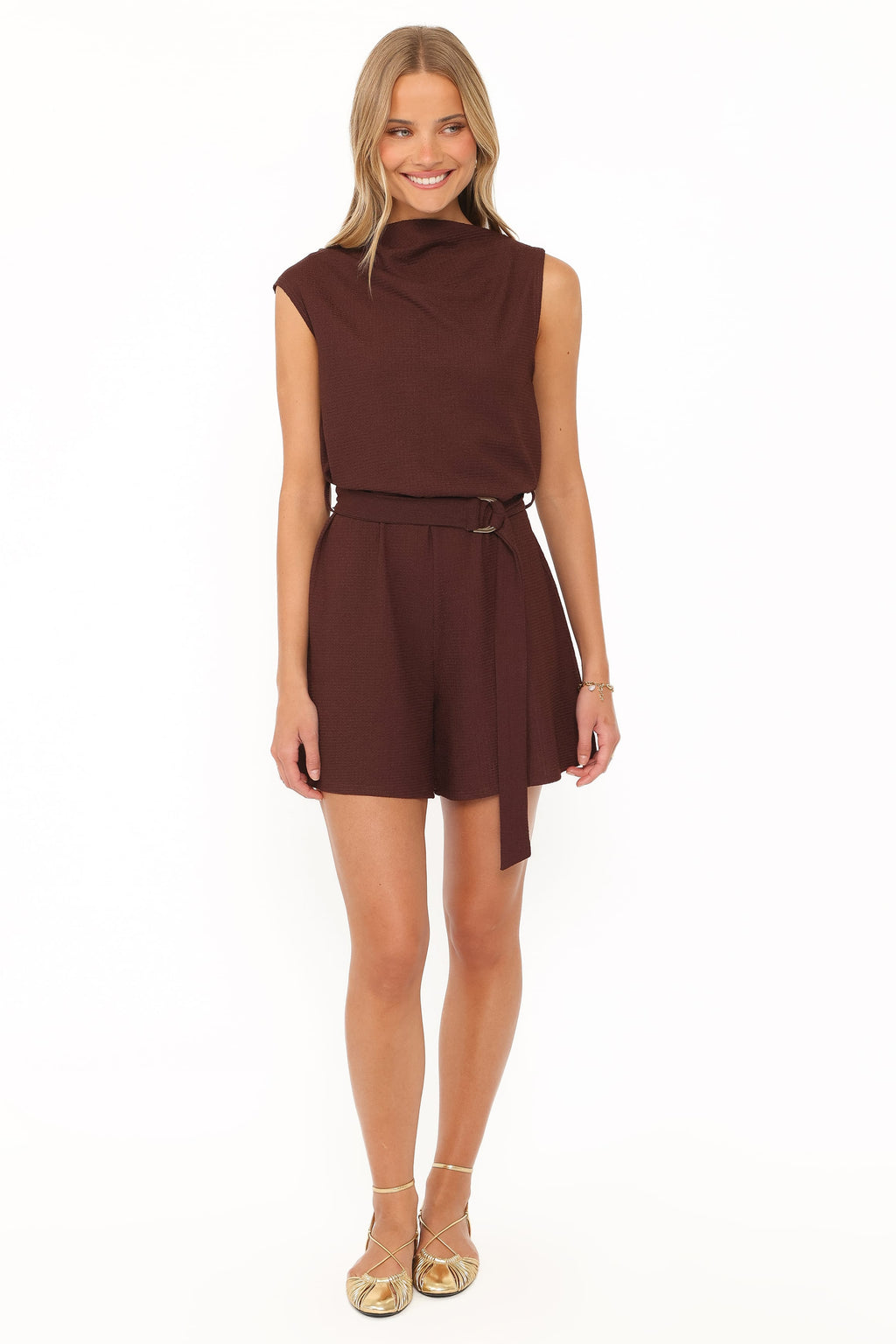 The Coralie Belted Knit Romper