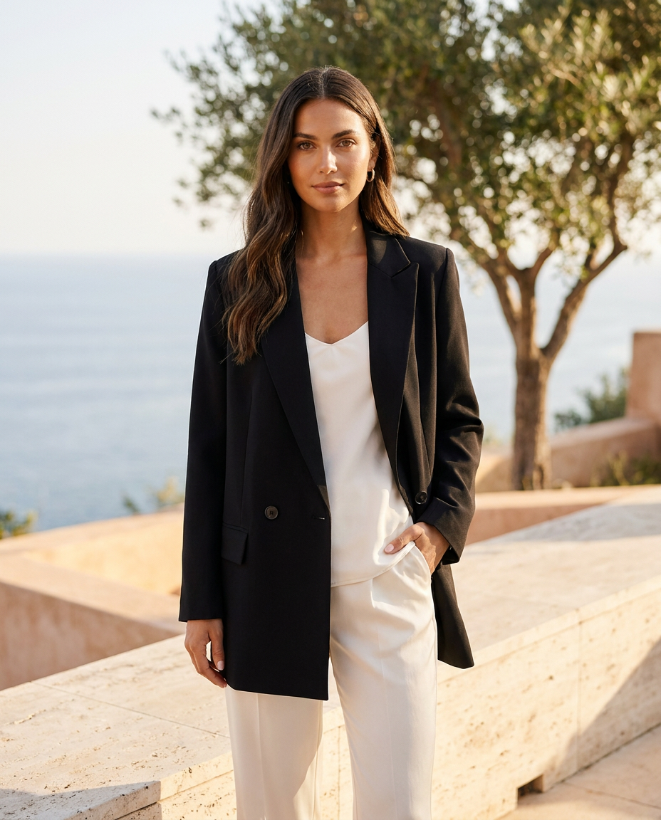 Black The Portofino Double-Breasted Blazer